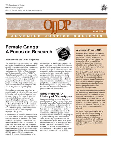 Female Gangs: A Focus on Research